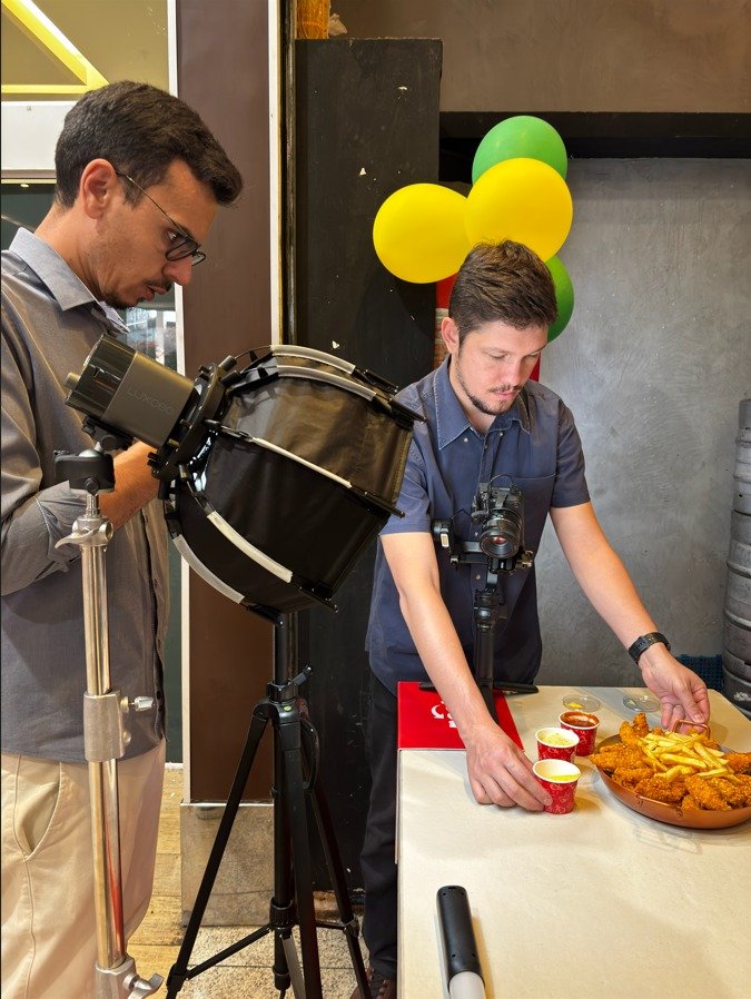 Sessão de fotos de pratos para redes sociais do restaurante
